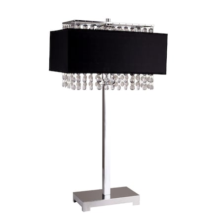 Estallar Bling Glam Black & Faux Crystal Rectangular Table Lamp, Gray ES3100978